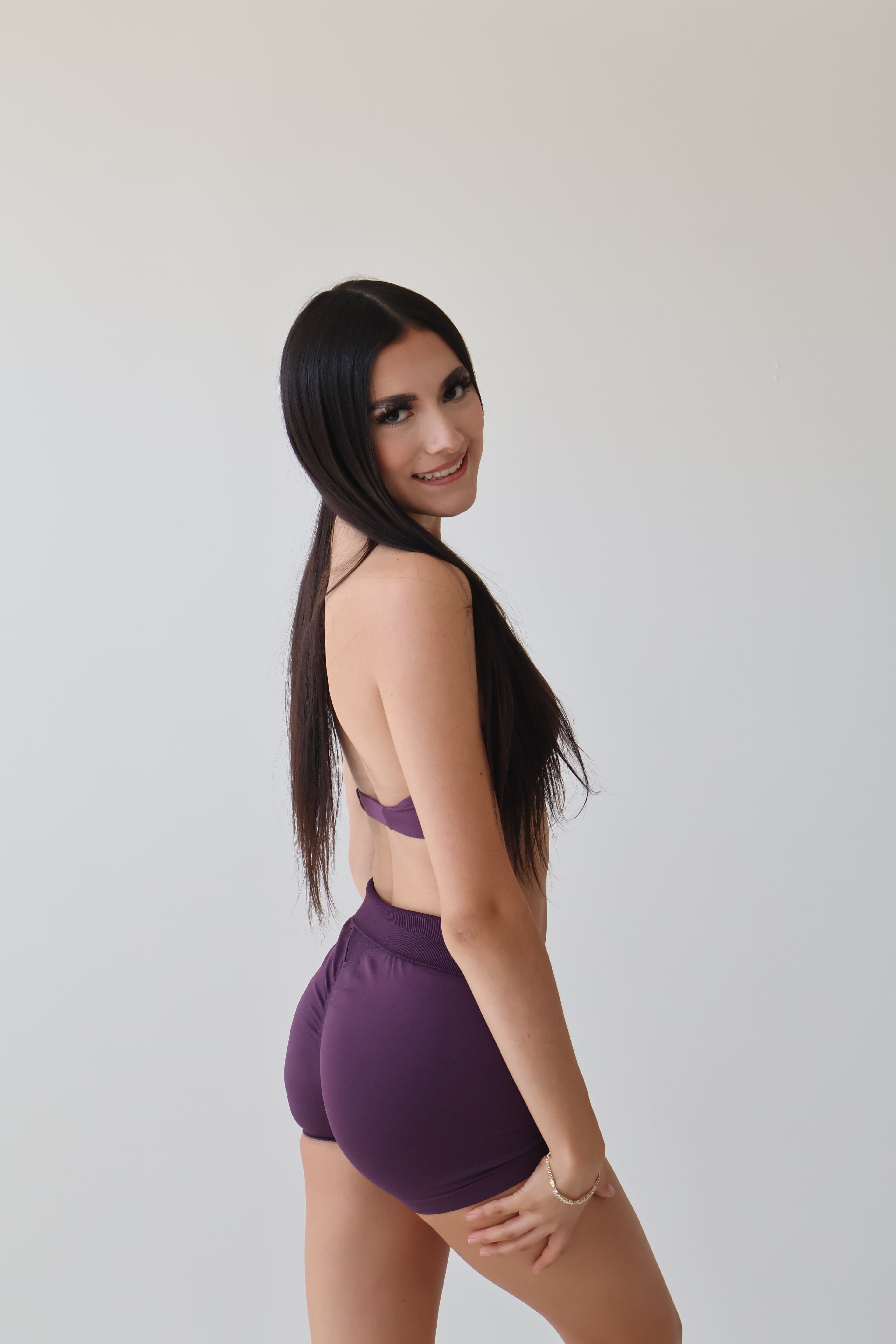 SculptLift Twist Halter Bra - Midnight Plum