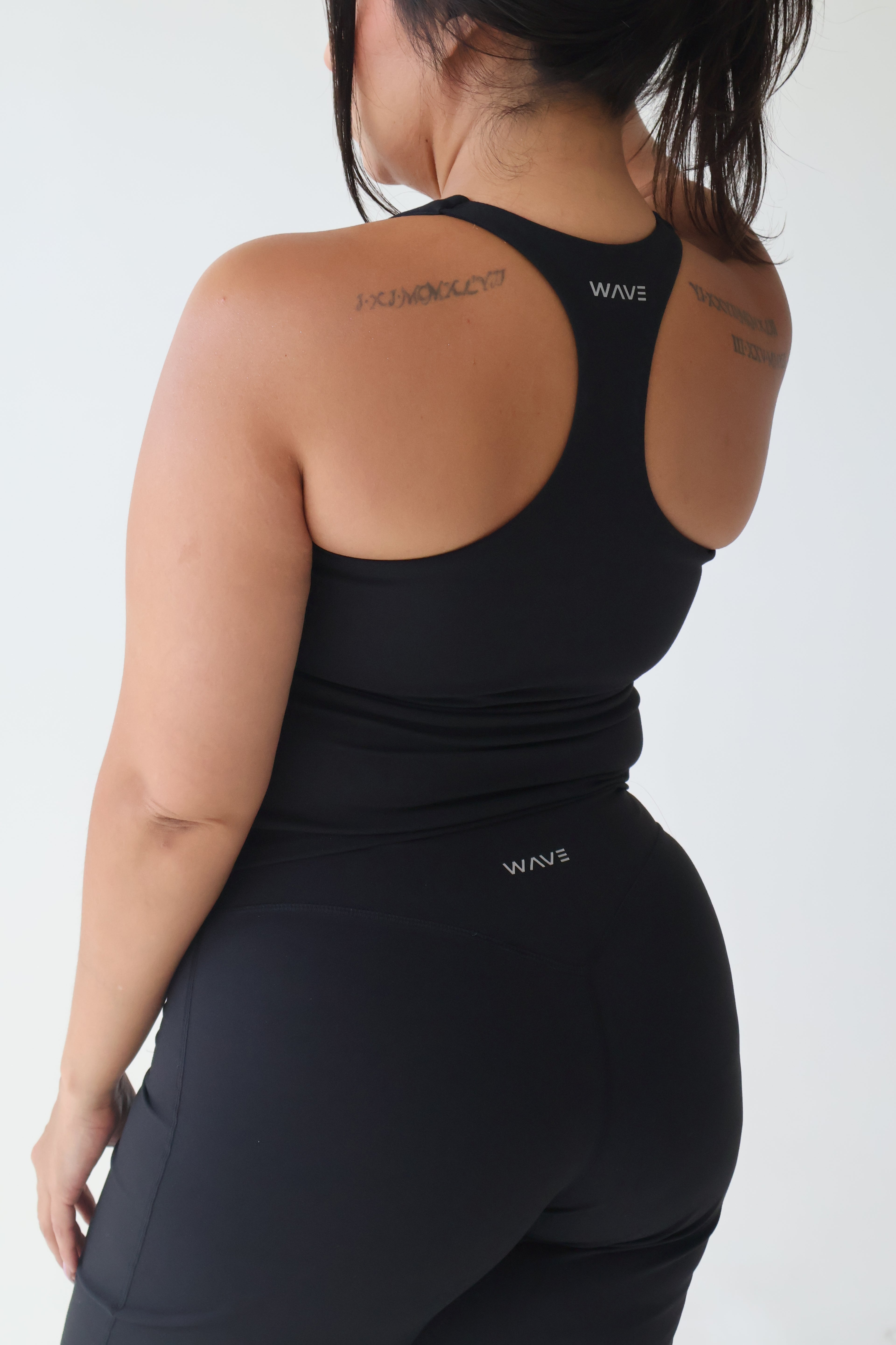 WAVE Motion™ Racerback Tank Top with Built-In Shelf Bra - Black