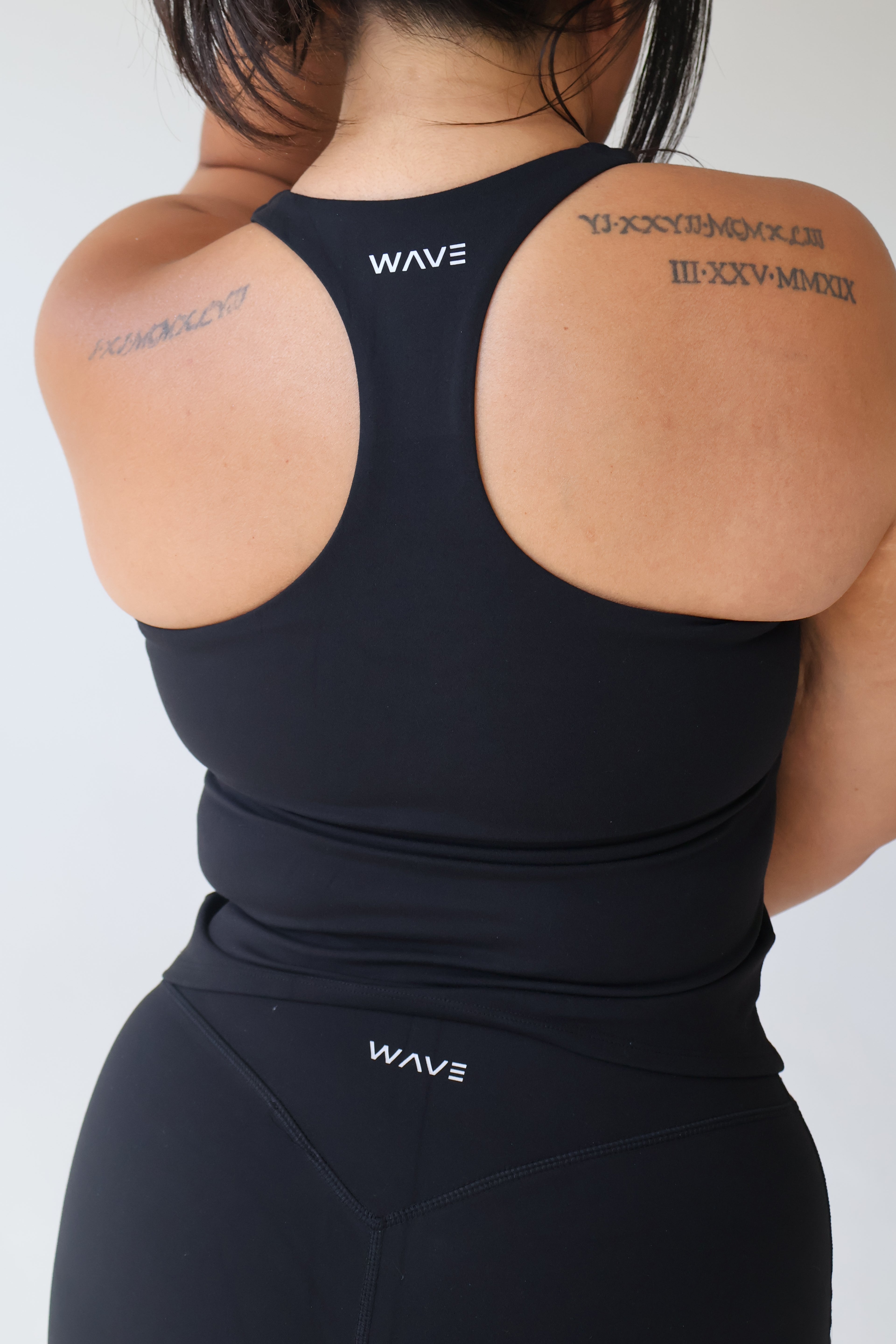 WAVE Motion™ Racerback Tank Top with Built-In Shelf Bra - Black