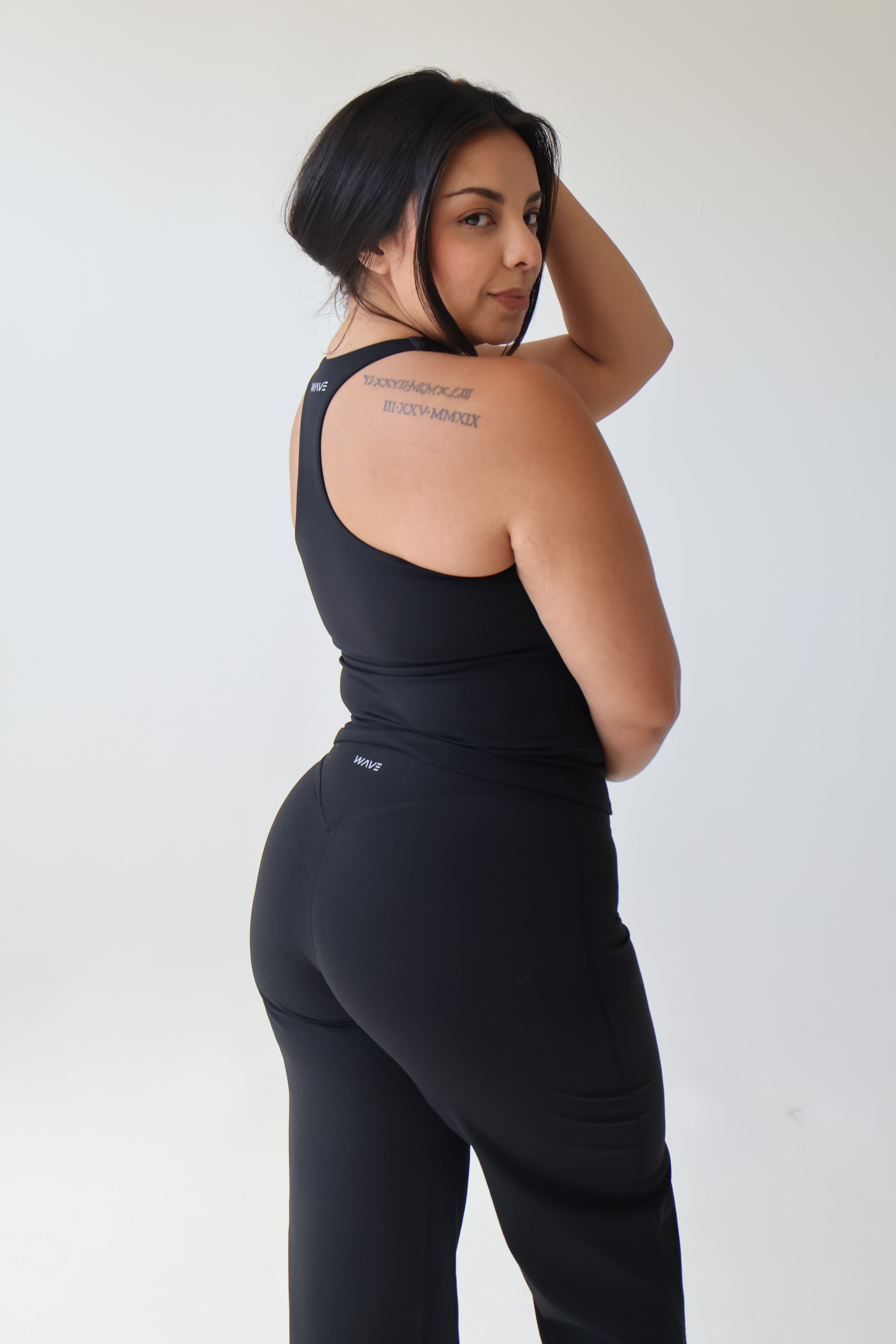 WAVE Motion™ Racerback Tank Top with Built-In Shelf Bra - Black
