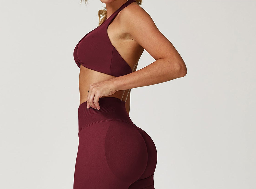 SculptLift Twist Halter Bra - Wine Red