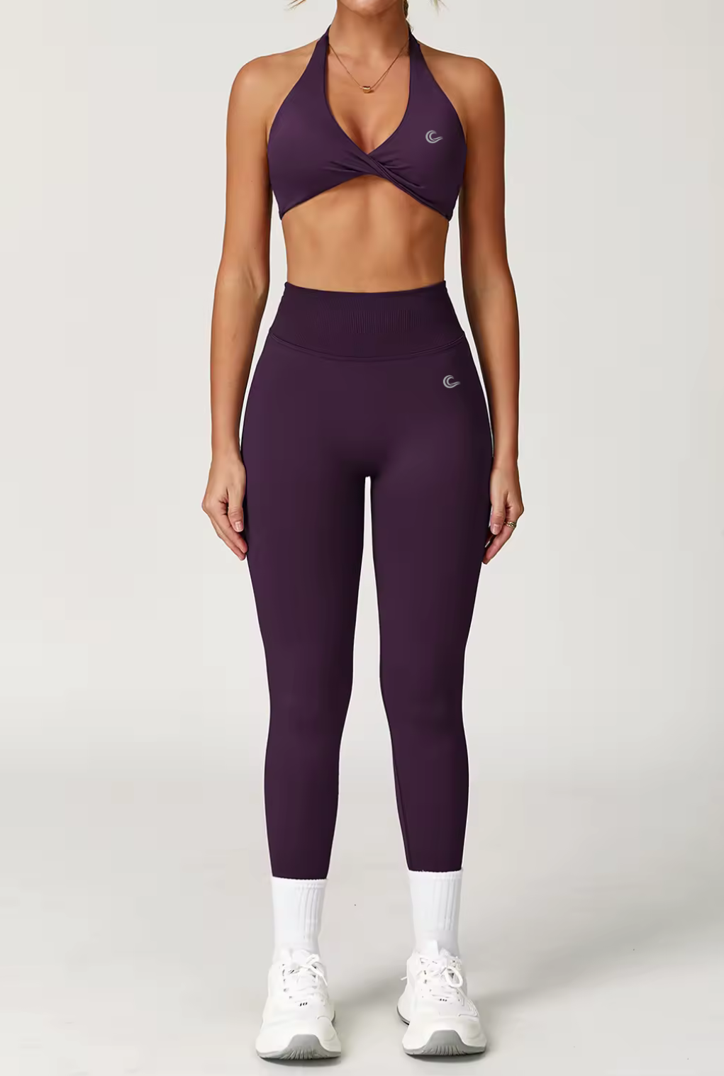SculptLift Twist Halter Bra - Midnight Plum