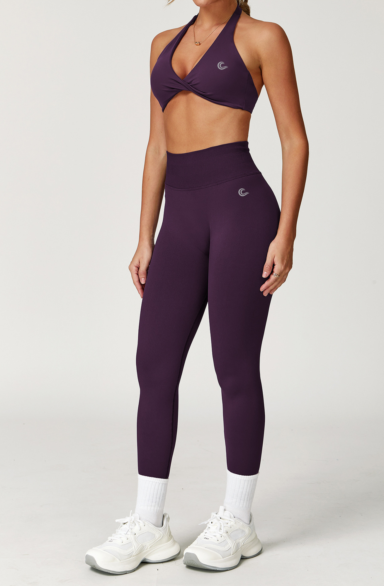 SculptLift Twist Halter Bra - Midnight Plum
